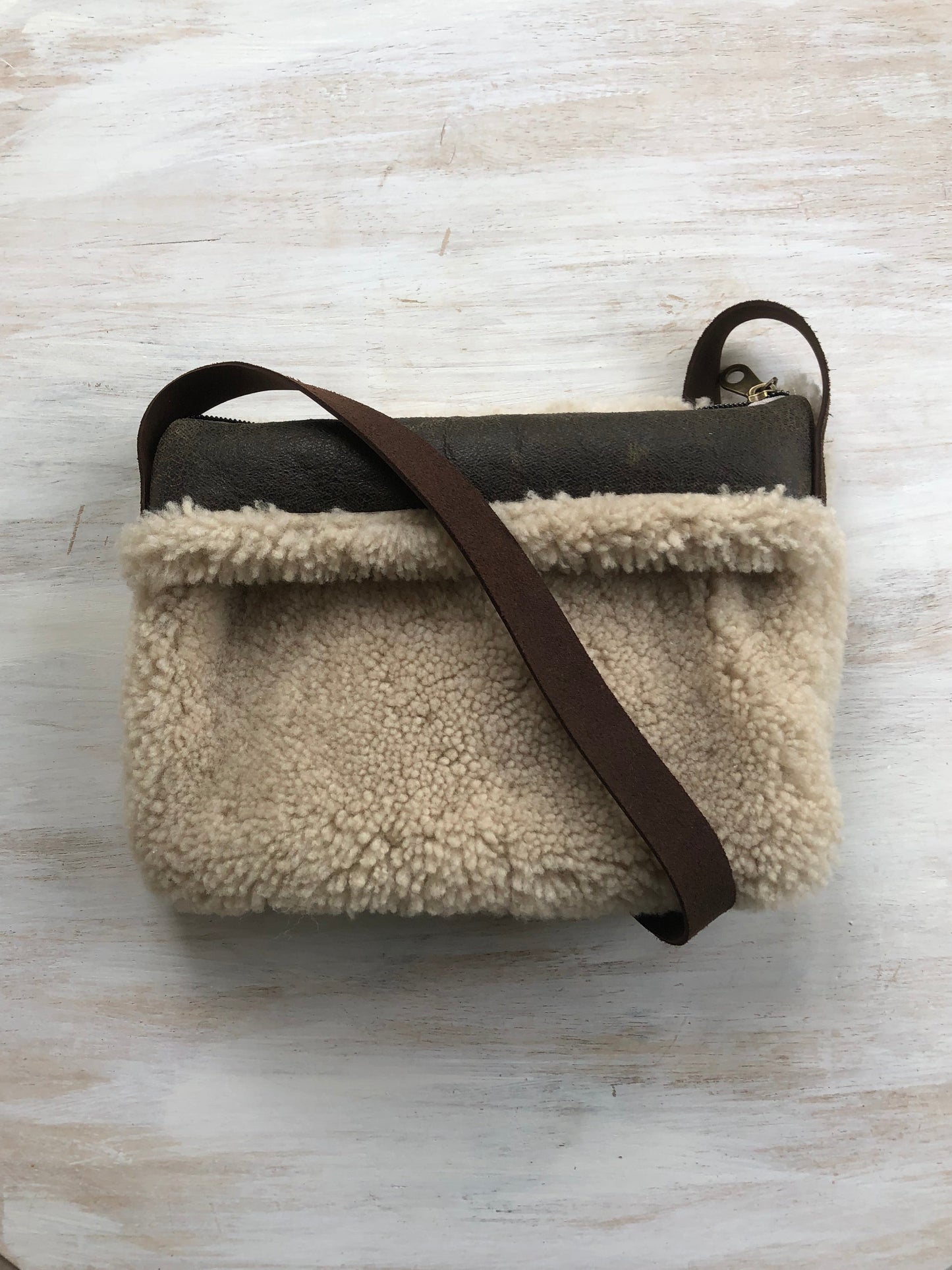 Sheepskin leather phone cross body bag