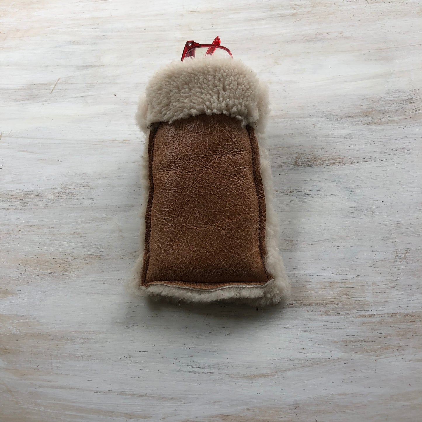 Sheepskin leather glasses case