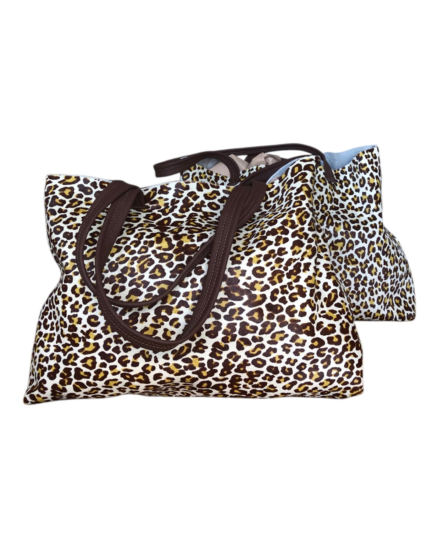 Genuine printed leather cowhide tote