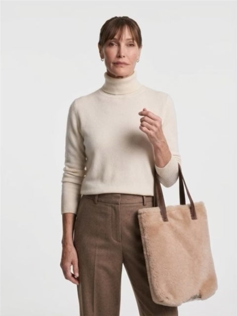 Sheepskin tote bag - large with clasp
