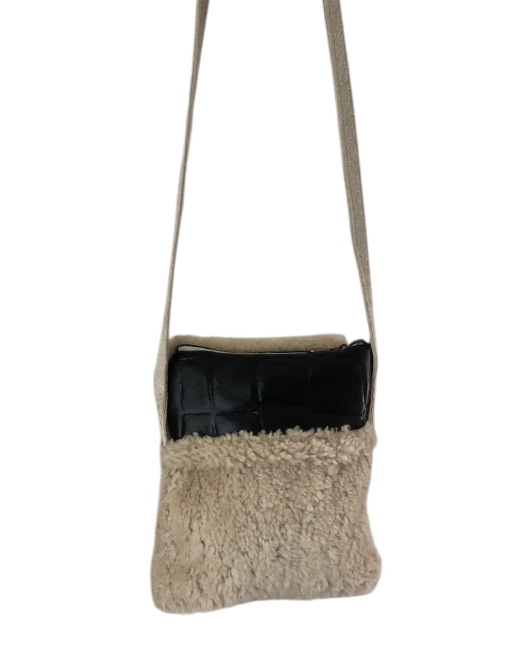 Sheepskin leather phone cross body bag