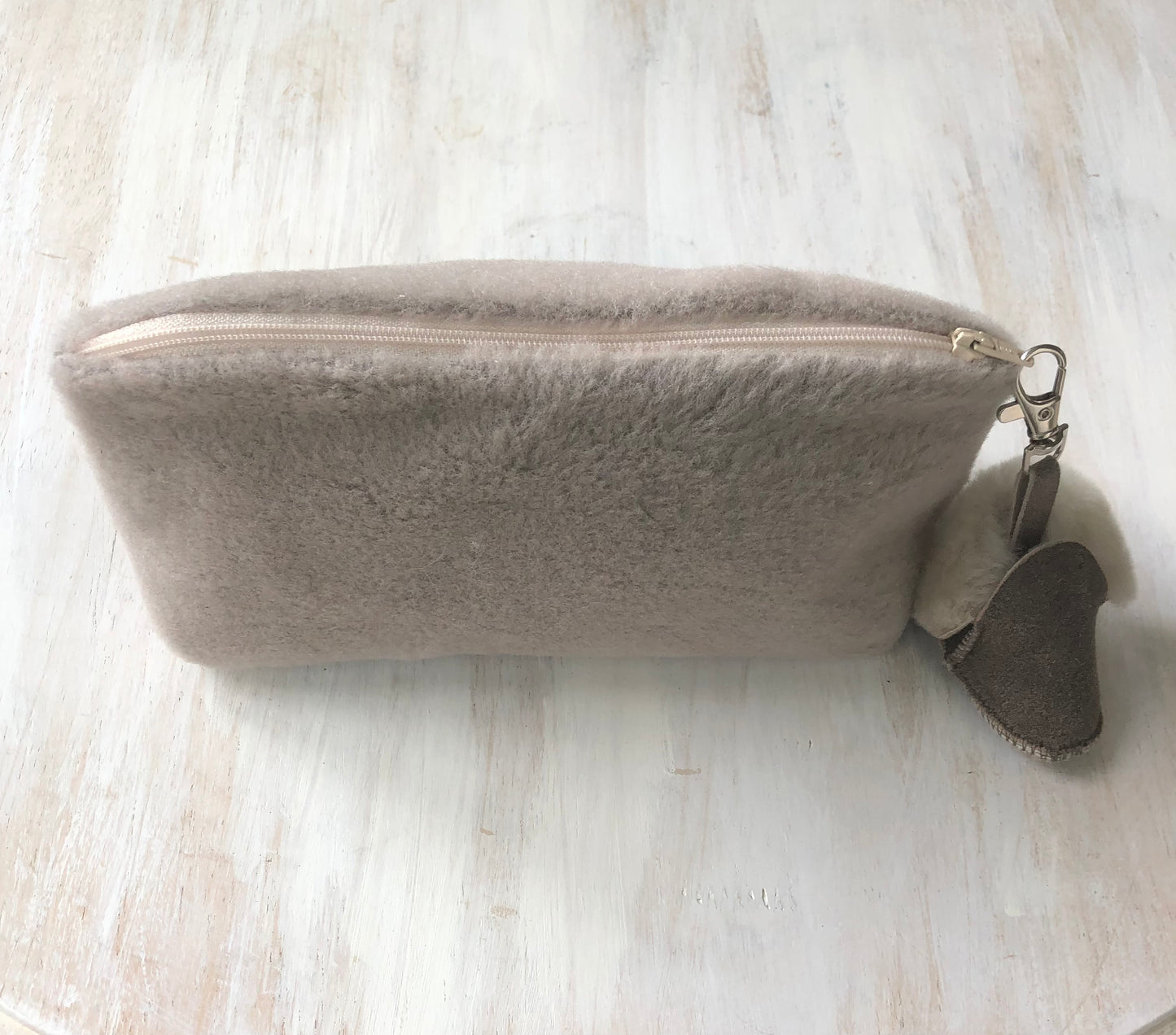 Genuine sheepskin and leather clutch phone bag