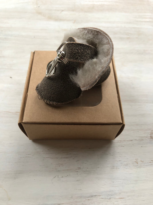 Sheepskin leather keyring - silver clip
