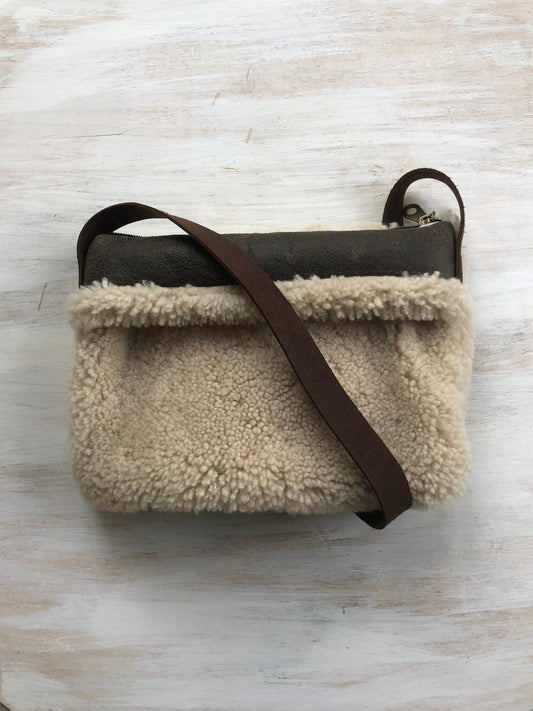 Sheepskin leather phone cross body bag