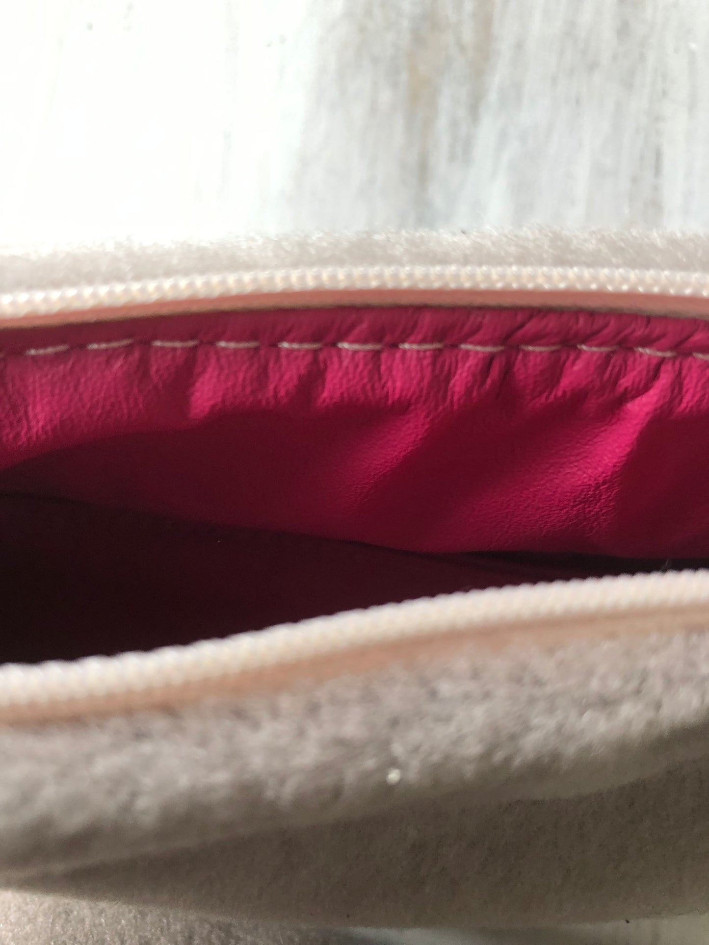Genuine sheepskin and leather clutch phone bag
