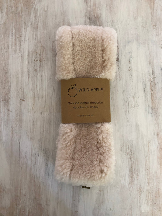Genuine leather sheepskin headband