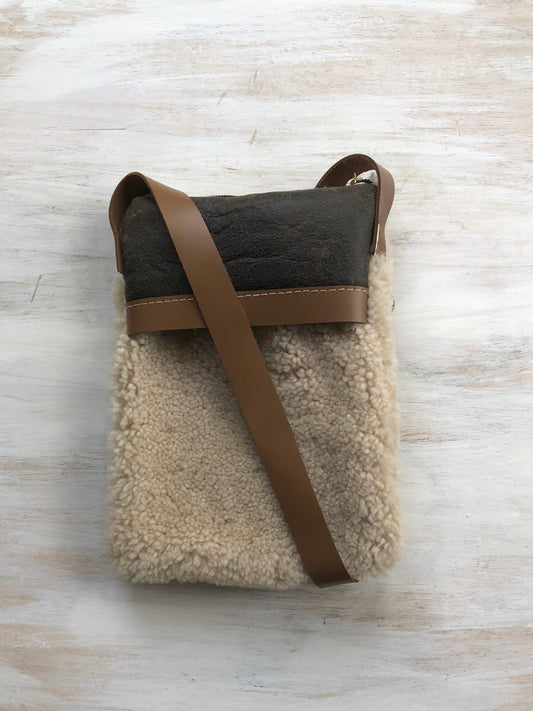 Sheepskin leather phone cross body bag