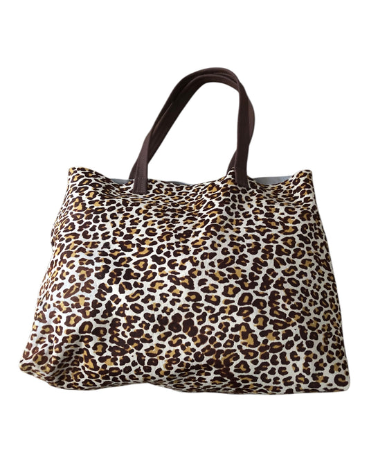Genuine printed leather cowhide tote