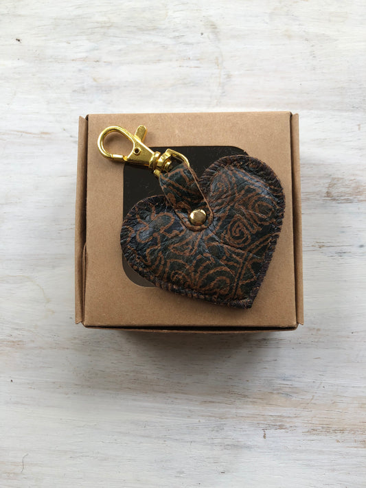 Printed genuine leather keyring - gold clip