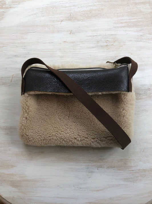Sheepskin leather phone cross body bag