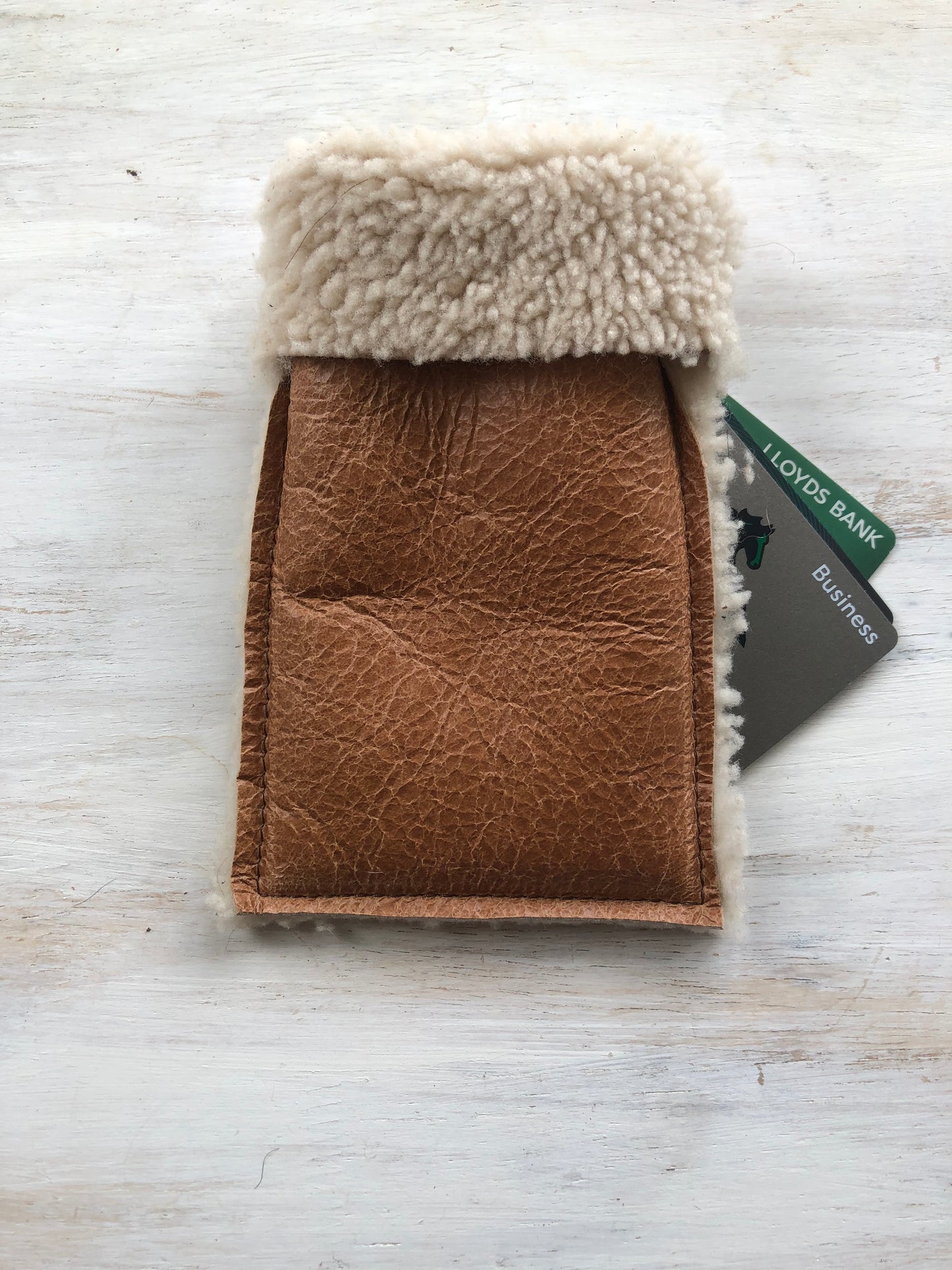 Sheepskin leather card holder