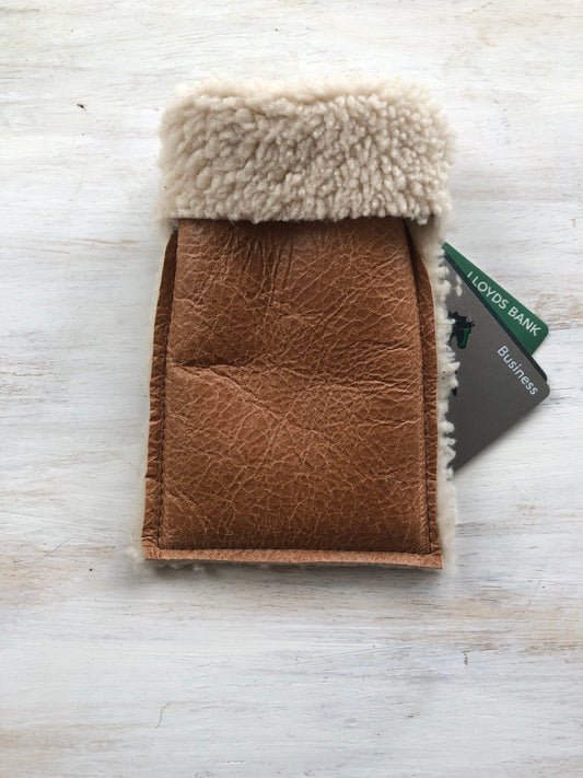 Sheepskin leather card holder