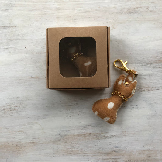 Cowhide  leather keyring - gold clip