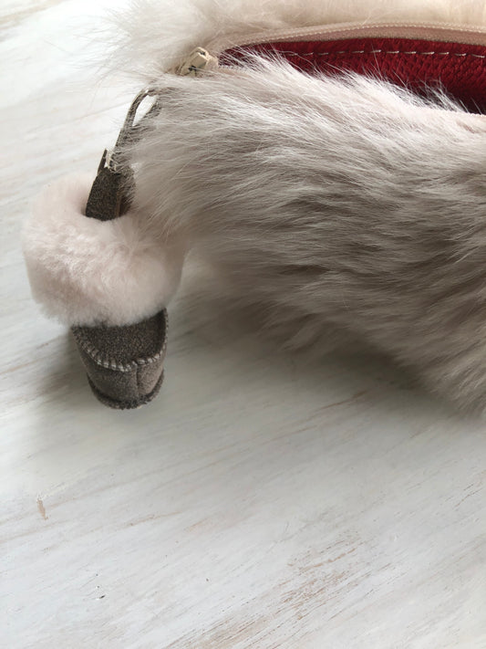Genuine sheepskin and leather clutch phone bag