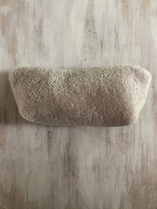 Genuine sheepskin and leather clutch phone bag
