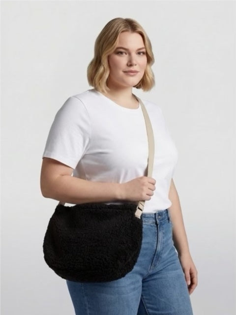 Sheepskin slouch bag - large with clasp