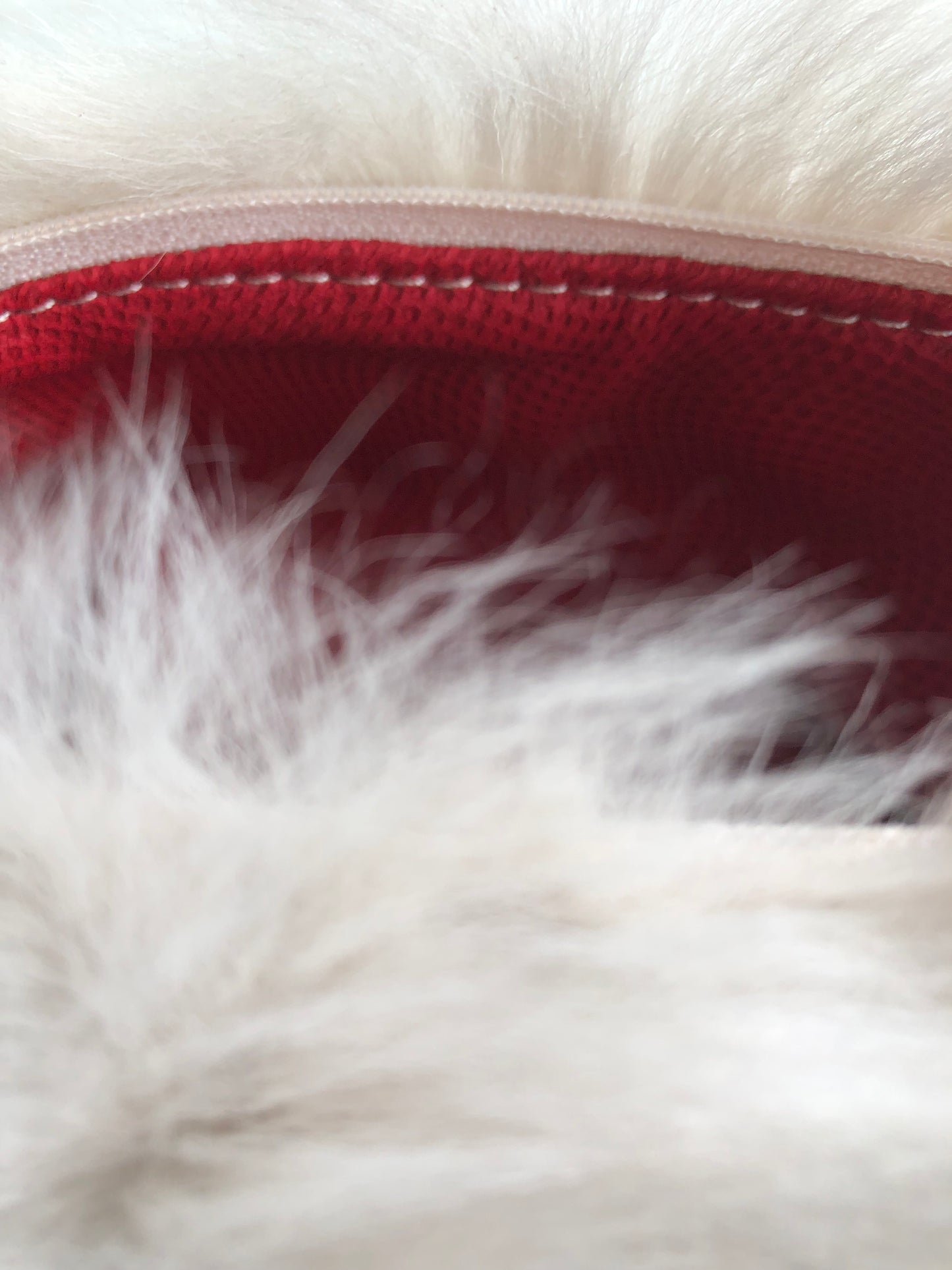 Genuine sheepskin and leather clutch phone bag