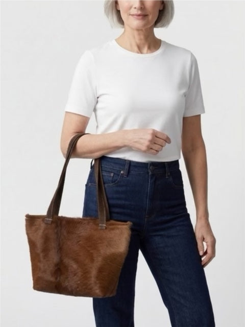 Genuine goat hide A line medium tote bag