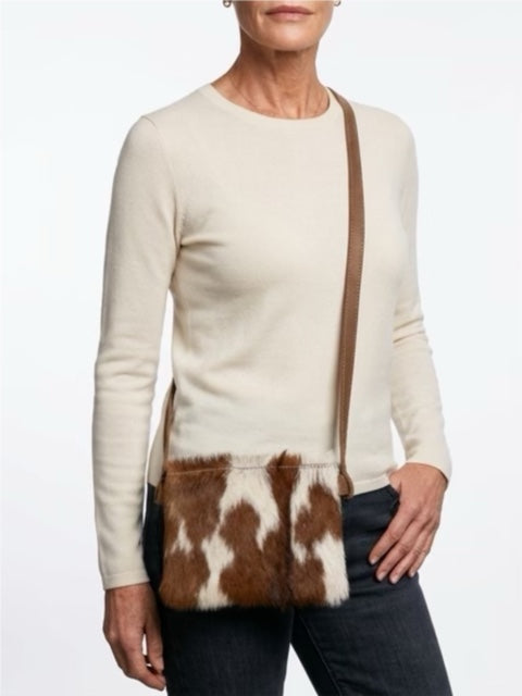Genuine goat hide phone cross body bag with lovely marking