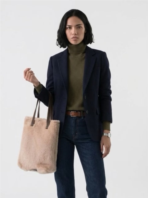 Sheepskin tote bag - large with clasp